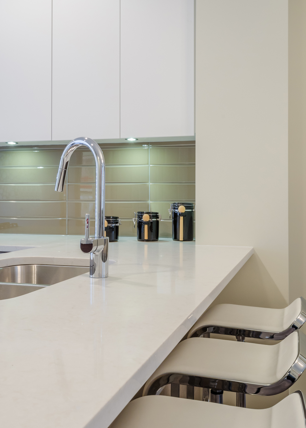 Newely refinished cabinets in a kitchen
